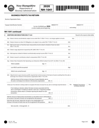 Form NH-1041 Business Profits Tax Return - New Hampshire, Page 2