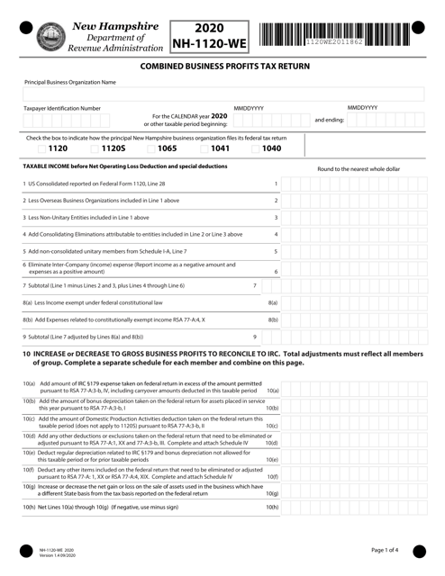 Form NH-1120-WE 2020 Printable Pdf