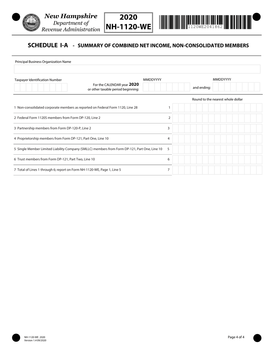 Form NH-1120-WE Combined Business Profits Tax Return - New Hampshire, Page 4