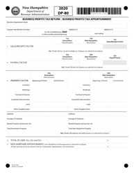 Document preview: Form DP-80 Business Profits Tax Return - Business Profits Tax Apportionment - New Hampshire