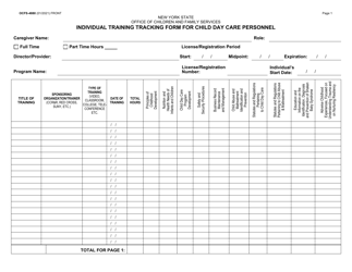 Form OCFS-4880 &quot;Individual Training Tracking Form for Child Day Care Personnel&quot; - New York