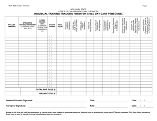 Form OCFS-4880 Individual Training Tracking Form for Child Day Care Personnel - New York, Page 2