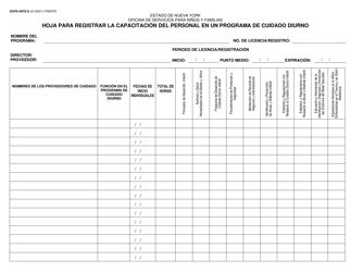 Document preview: Formulario OCFS-4879-S Hoja Para Registrar La Capacitacion Del Personal En Un Programa De Cuidado Diurno - New York (Spanish)