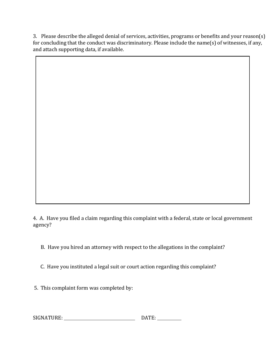 New York Americans With Disabilities Act Complaint Form Fill Out Sign Online And Download Pdf