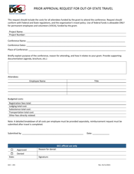 Document preview: Form GCC-201 Prior Approval Request for Out-of-State Travel - North Carolina