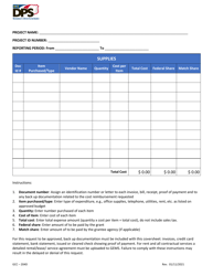 Document preview: Form GCC-204D Expense Reimbursement Cover Page - Supplies - North Carolina