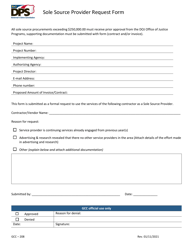 Document preview: Form GCC-208 Sole Source Provider Request Form - North Carolina
