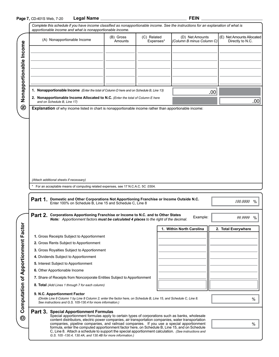 Form CD-401S S-Corporation Tax Return - North Carolina, Page 8