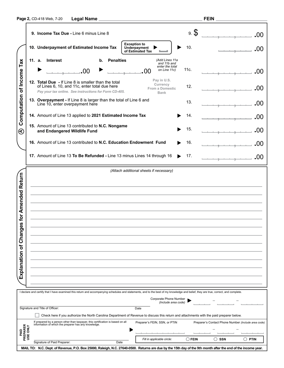 Form CD-418 Cooperative or Mutual Association - North Carolina, Page 3