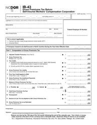 Form IB-43 &quot;Gross Premiums Tax Return - Self-insured Workers' Compensation Corporation&quot; - North Carolina, Page 2