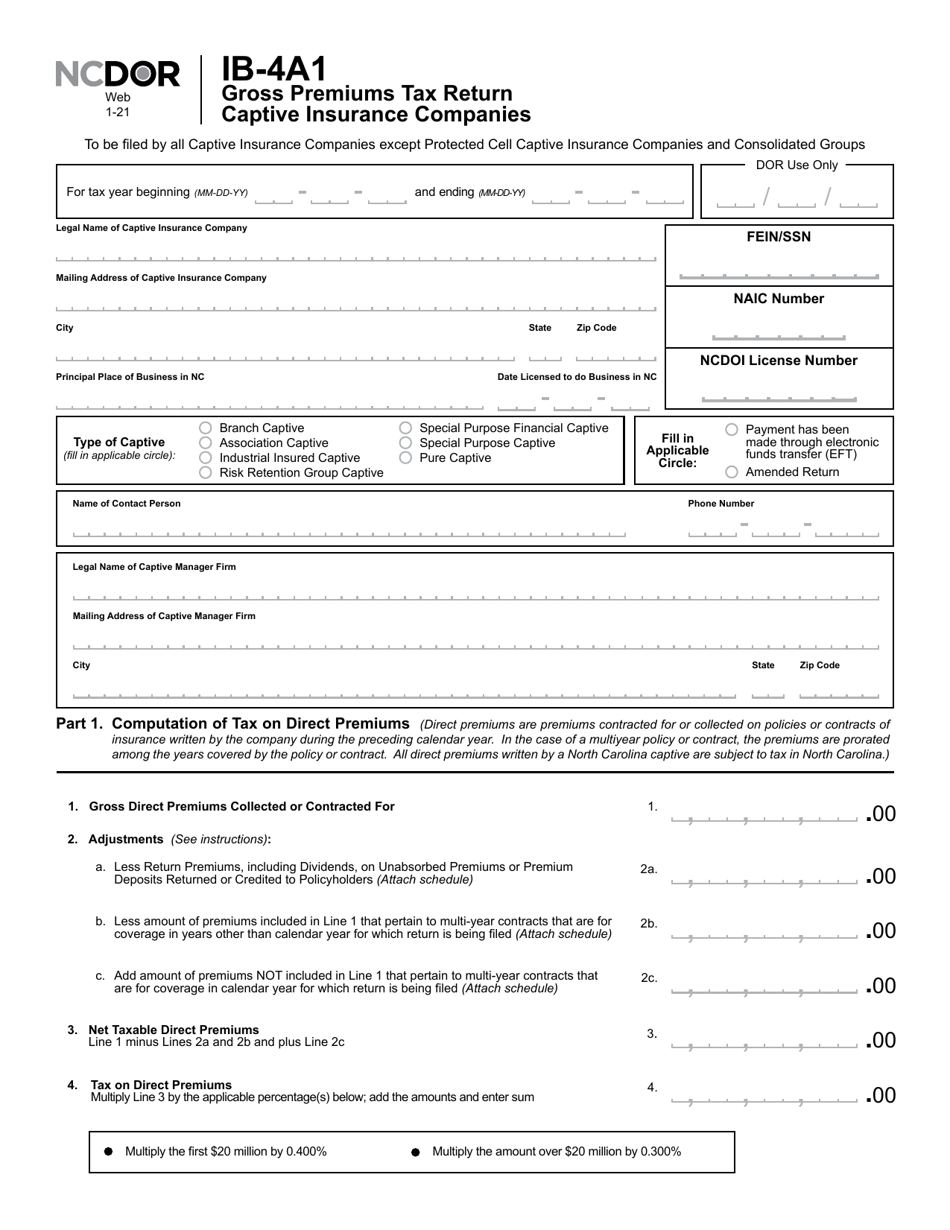 Form IB-4A1 Download Printable PDF or Fill Online Gross Premiums Tax ...