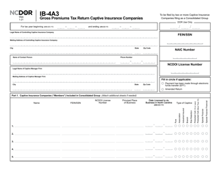 Form IB-4A3 Gross Premiums Tax Return Captive Insurance Companies - North Carolina, Page 2