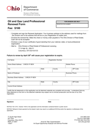 Document preview: Form REPL-21-0001 Oil and Gas Land Professional Renewal Form - Ohio