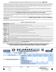 Form MHR-TAX Manufactured Home Relocation Trust Fund - Delaware