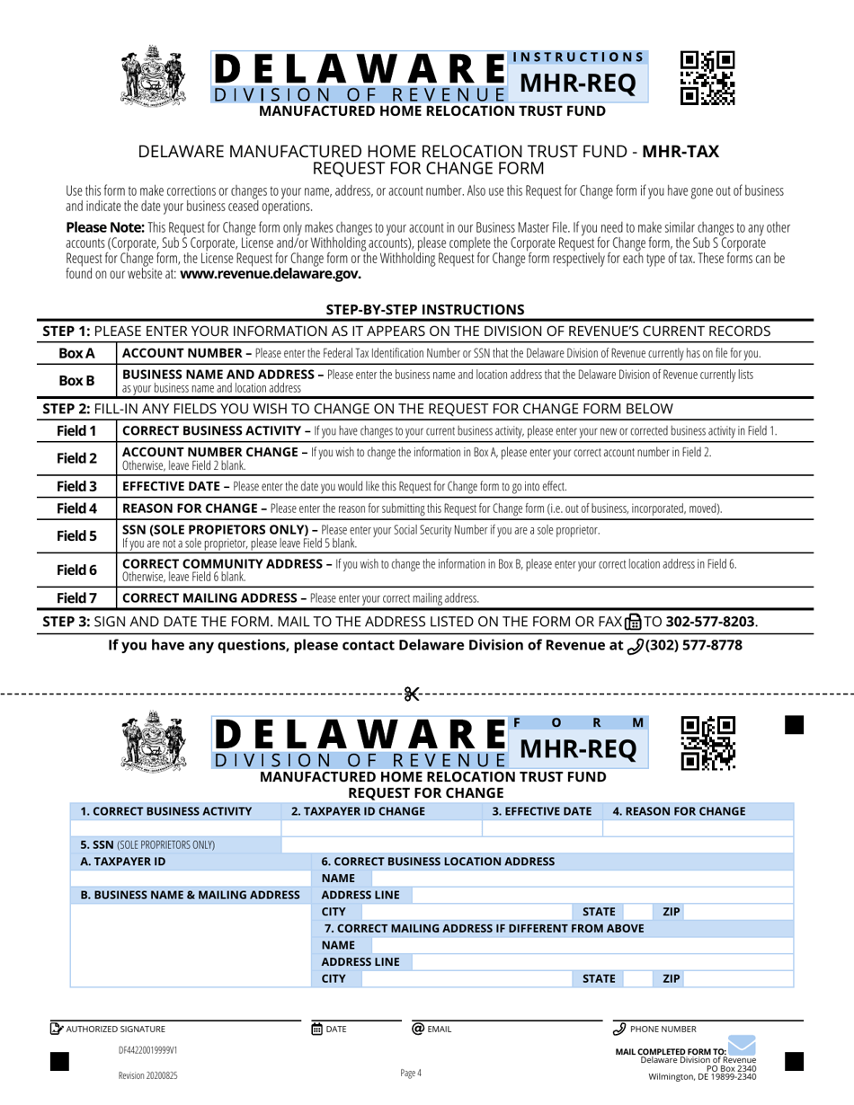 Form MHR-TAX Manufactured Home Relocation Trust Fund - Delaware, Page 4