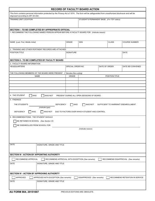 AU Form 864  Printable Pdf