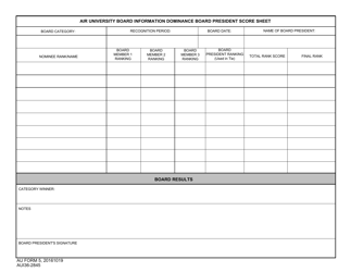 Document preview: AU Form 5 Air University Board Information Dominance Board President Score Sheet