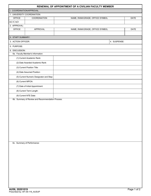 AU Form 56  Printable Pdf