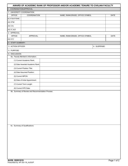 AU Form 59  Printable Pdf