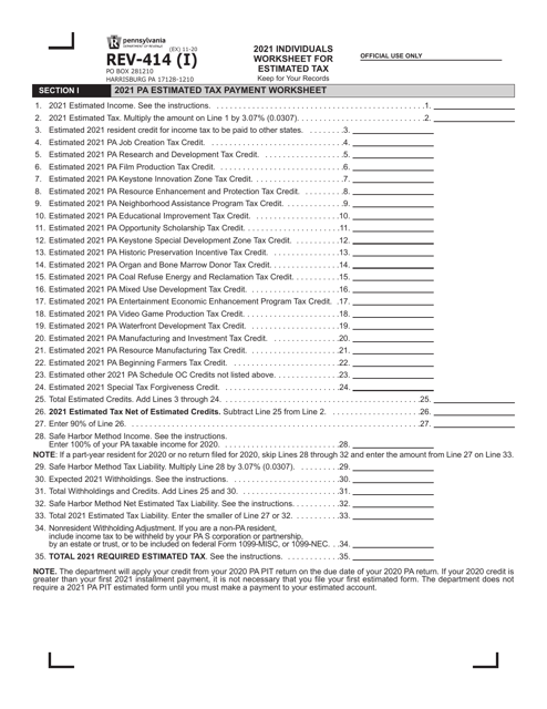 Form REV-414 (I) 2021 Printable Pdf