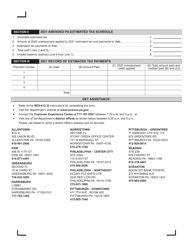 Form REV-414 (I) Individuals Worksheet for Estimated Tax - Pennsylvania, Page 2