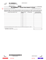 Form PA-40 Schedule J &quot;Income From Estates or Trusts&quot; - Pennsylvania