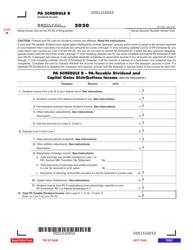 Form PA-40 Schedule B &quot;Dividend Income&quot; - Pennsylvania, 2020