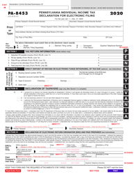 Form PA-8453 Download Fillable PDF or Fill Online Pennsylvania ...