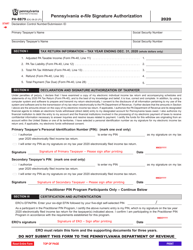 Form PA-8879 &quot;Pennsylvania E-File Signature Authorization&quot; - Pennsylvania