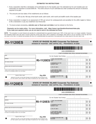 Document preview: Form RI-1120ES Corporate Tax Estimate - Rhode Island
