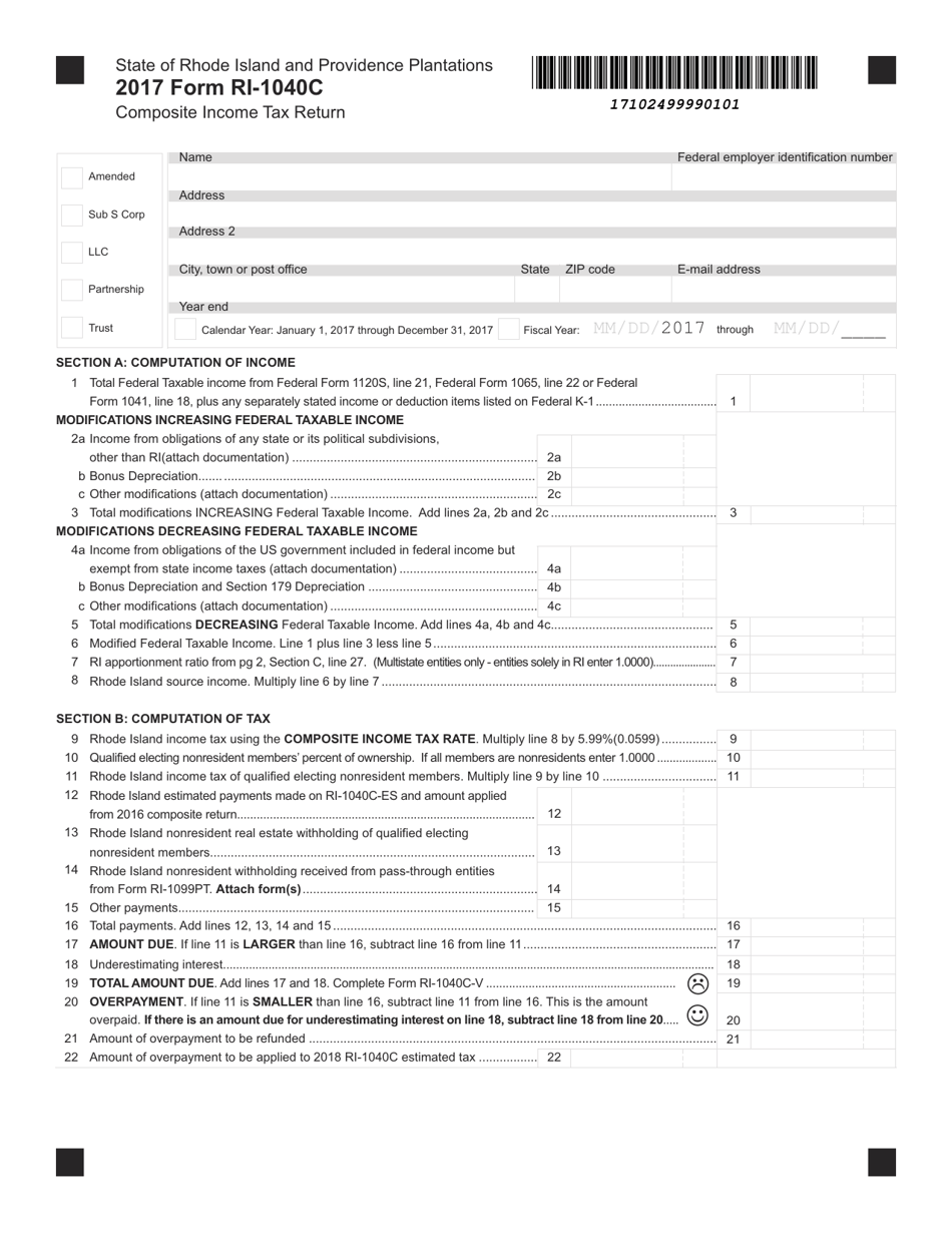 Form RI1040C Download Fillable PDF or Fill Online Composite Tax
