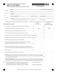 Document preview: Form RI-1096PT Pass-Through Withholding Return and Transmittal - Rhode Island