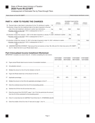 Form RI-2210PT Underpayment of Estimated Tax by Pass-Through Filers - Rhode Island, Page 2