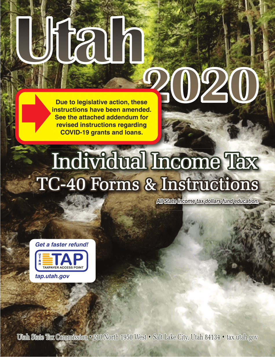 Instructions for Form TC-40 Utah Individual Income Tax Return - Utah, Page 1