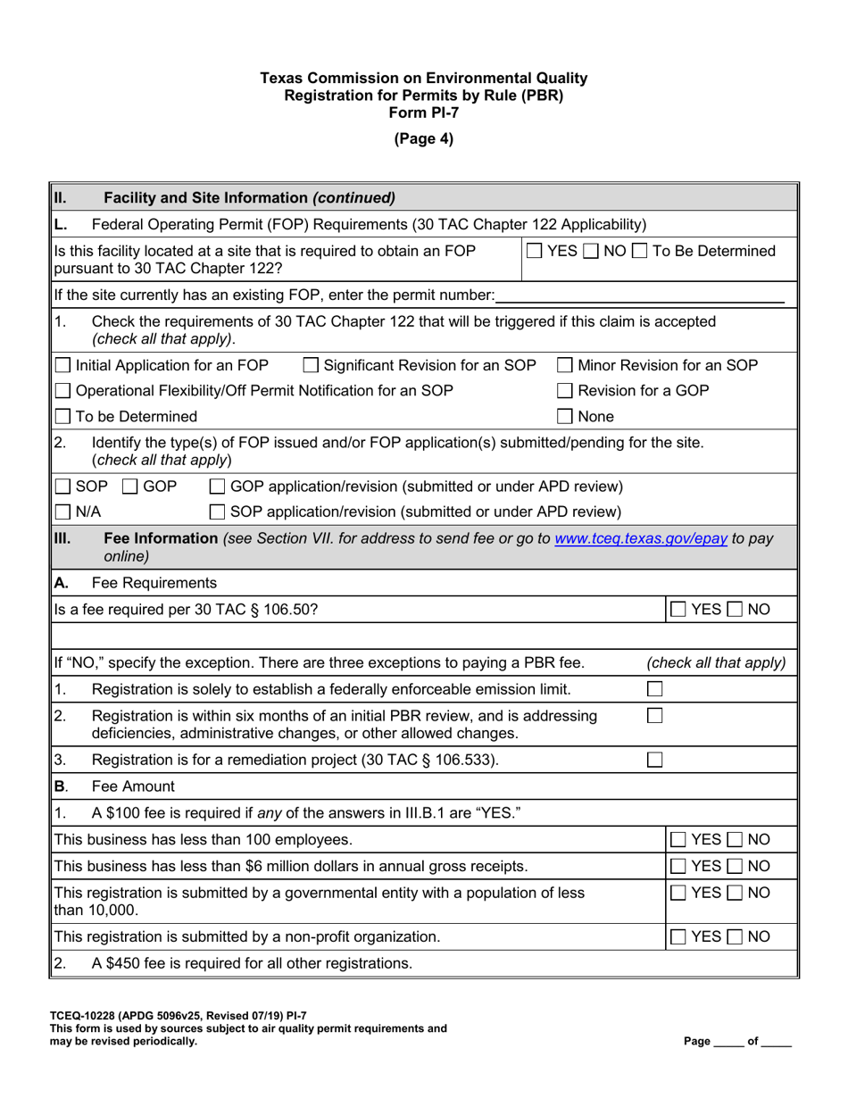 Form TCEQ-10228 (PI-7) Registration for Permits by Rule (Pbr) - Texas, Page 14