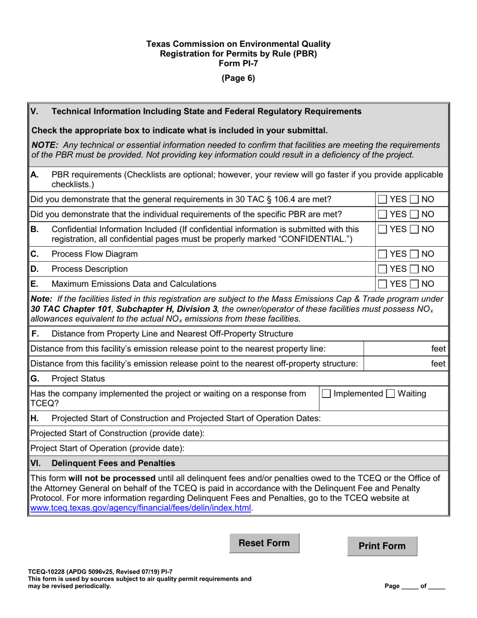Form TCEQ-10228 (PI-7) Registration for Permits by Rule (Pbr) - Texas, Page 16