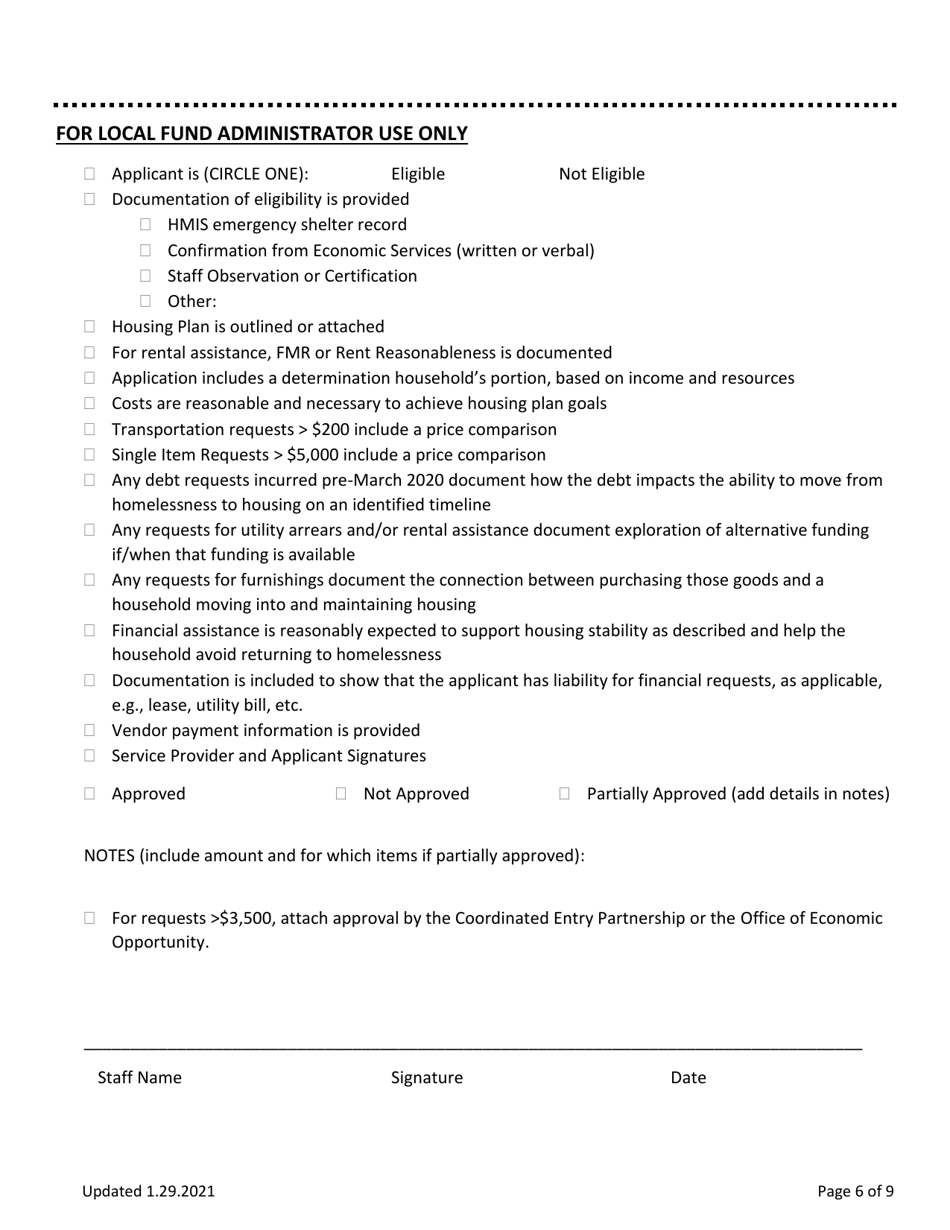 Rapid Resolution - Financial Assistance Application - Vermont, Page 6