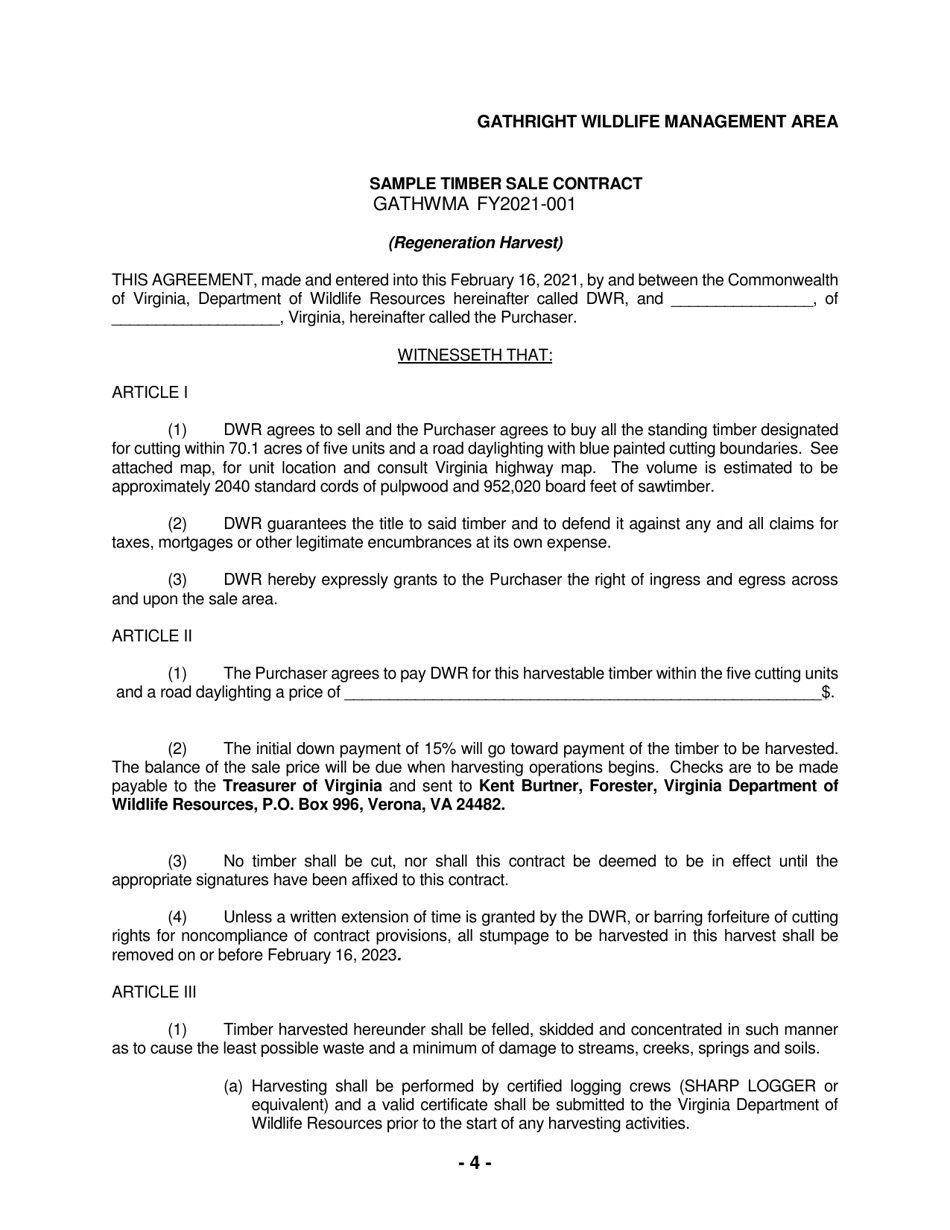 Gathright Wildlife Management Area - Notice of Timber Sale (Regeneration Harvest) - Virginia, Page 4