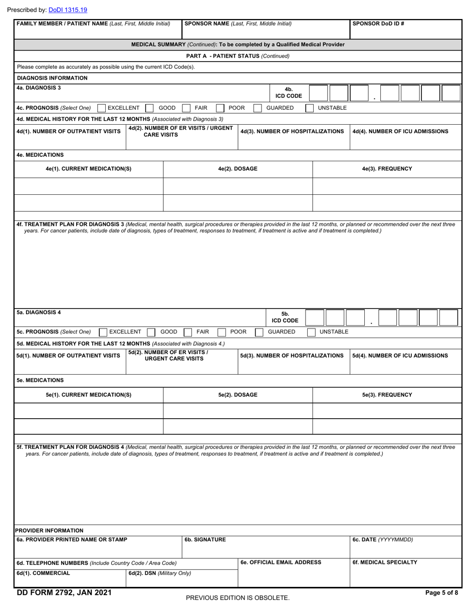 DD Form 2792 Download Fillable PDF or Fill Online Family Member Medical ...