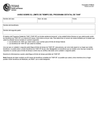 Document preview: Formulario H1094-S Aviso Sobre El Limite De Tiempo Del Programa Estatal De Tanf - Texas (Spanish)