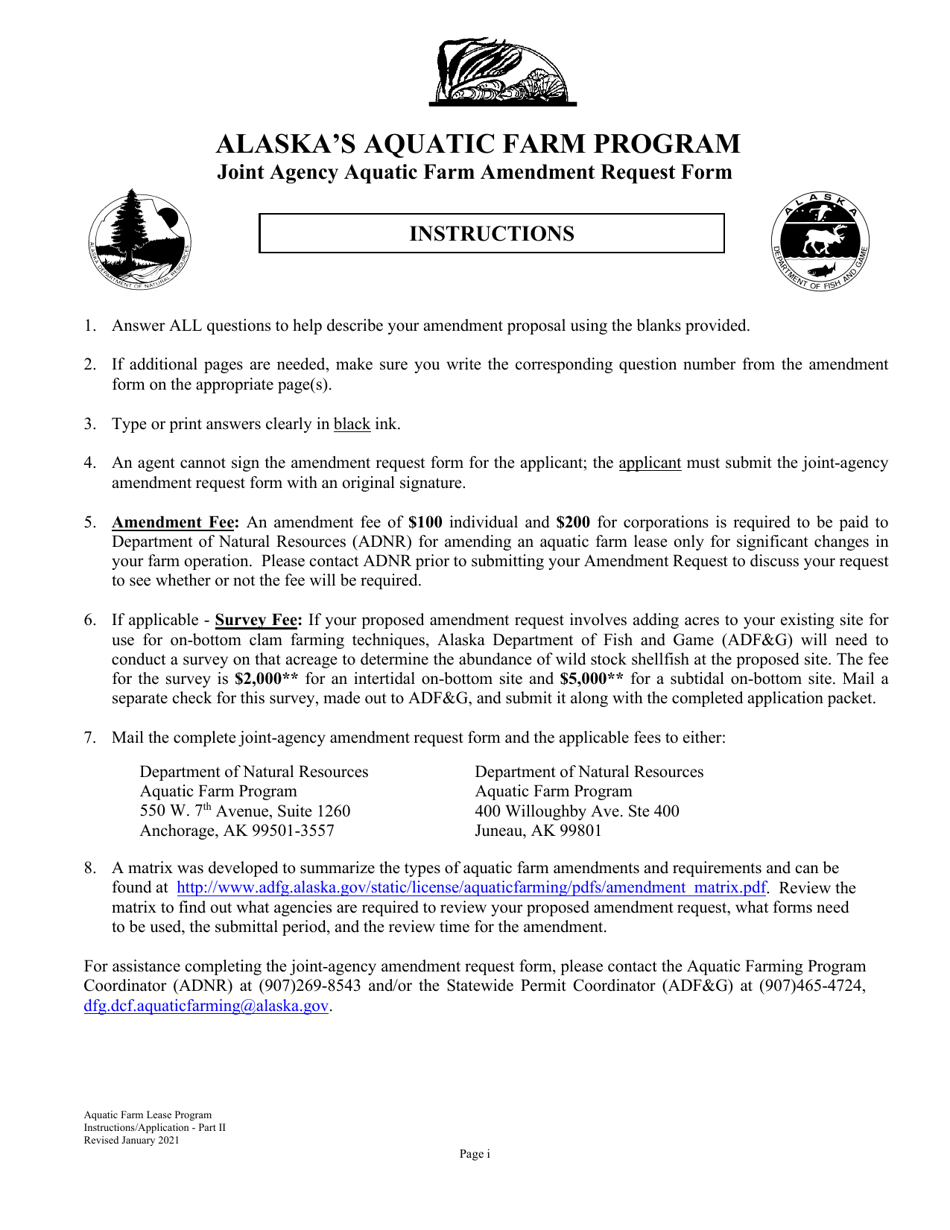 Joint-Agency Amendment Request Form - Alaska, Page 1