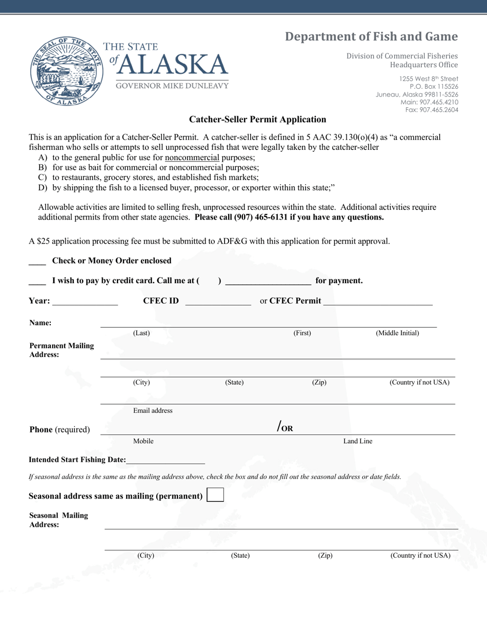 Alaska Catcher-Seller Permit Application - Fill Out, Sign Online and ...