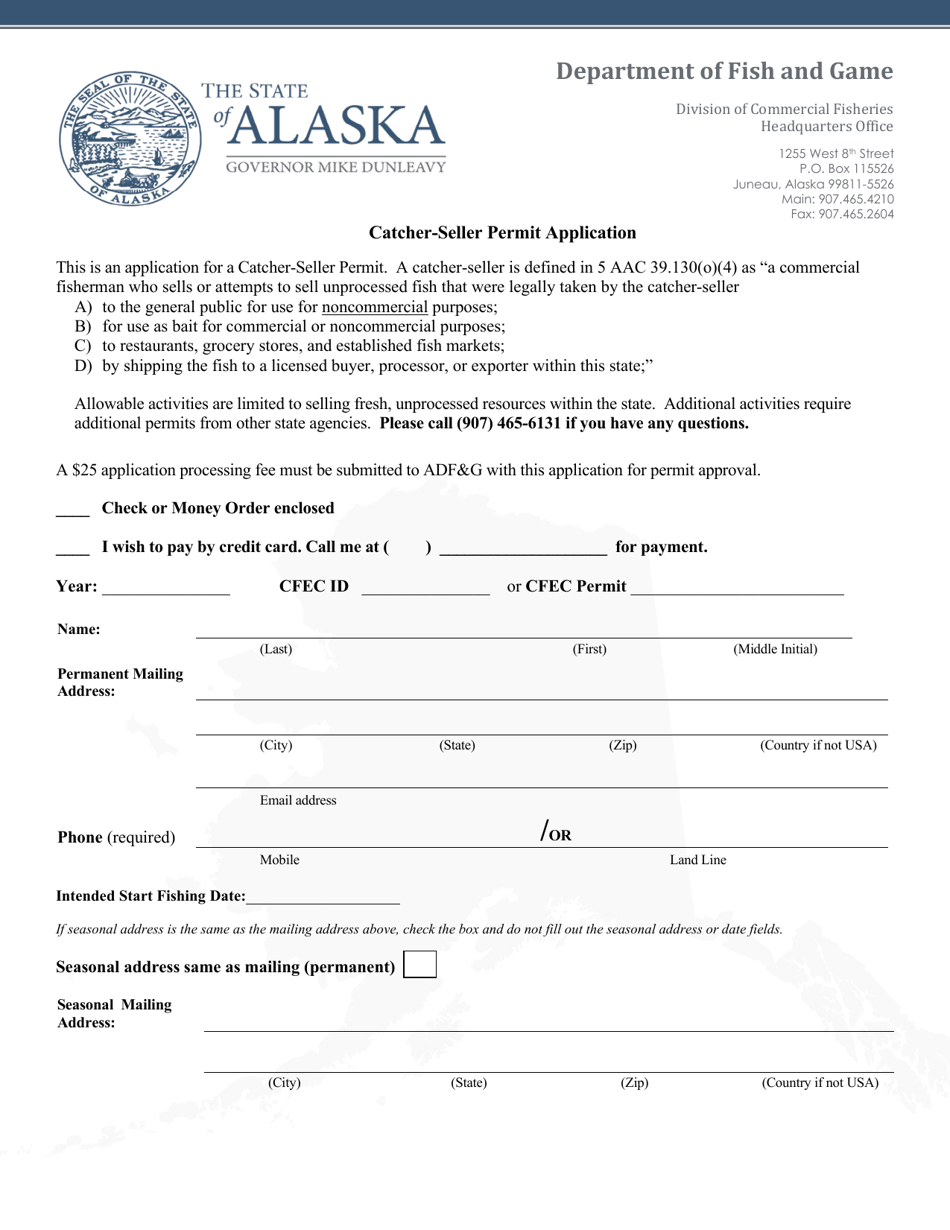 Catcher-Seller Permit Application - Alaska, Page 1