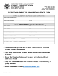 Form DPS802-03210 &quot;District and Employer Information Update Form&quot; - Arizona
