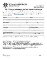 Form DPS802-03211 &quot;Application for Qualification as School Bus Driver Instructor&quot; - Arizona
