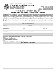 Document preview: Form DPS802-03213 School Bus Advisory Council Committee/Working Group Application - Arizona