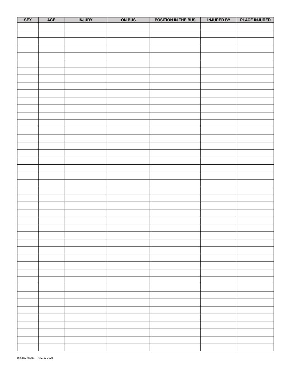 Form DPS802-03213 School Bus Accident / Incident Report - Arizona, Page 3