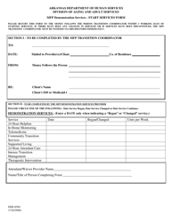 Document preview: Form DHS-8504 Start Service Form - Arkansas