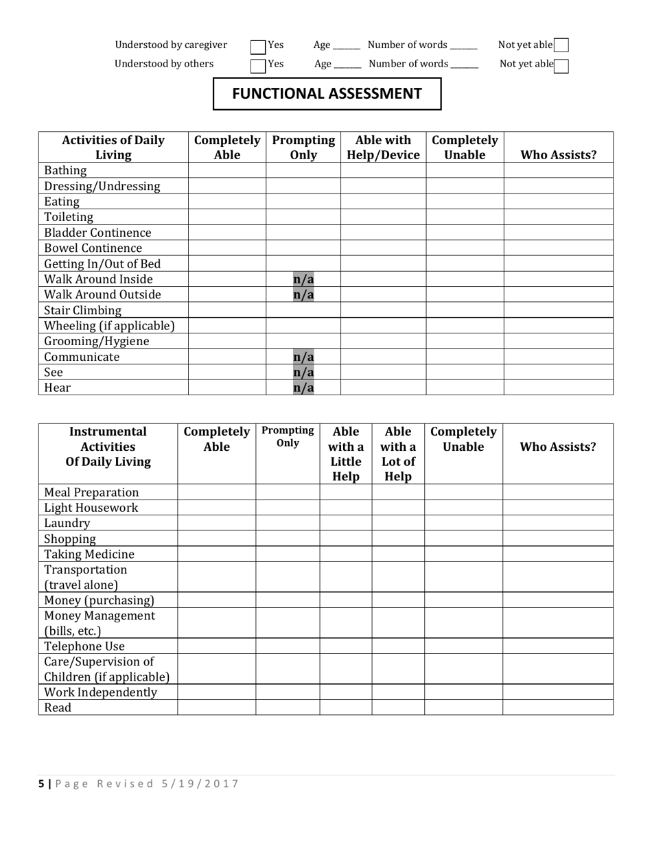 Form DHS-8506 Mfp Assessment and Personal History - Arkansas, Page 5