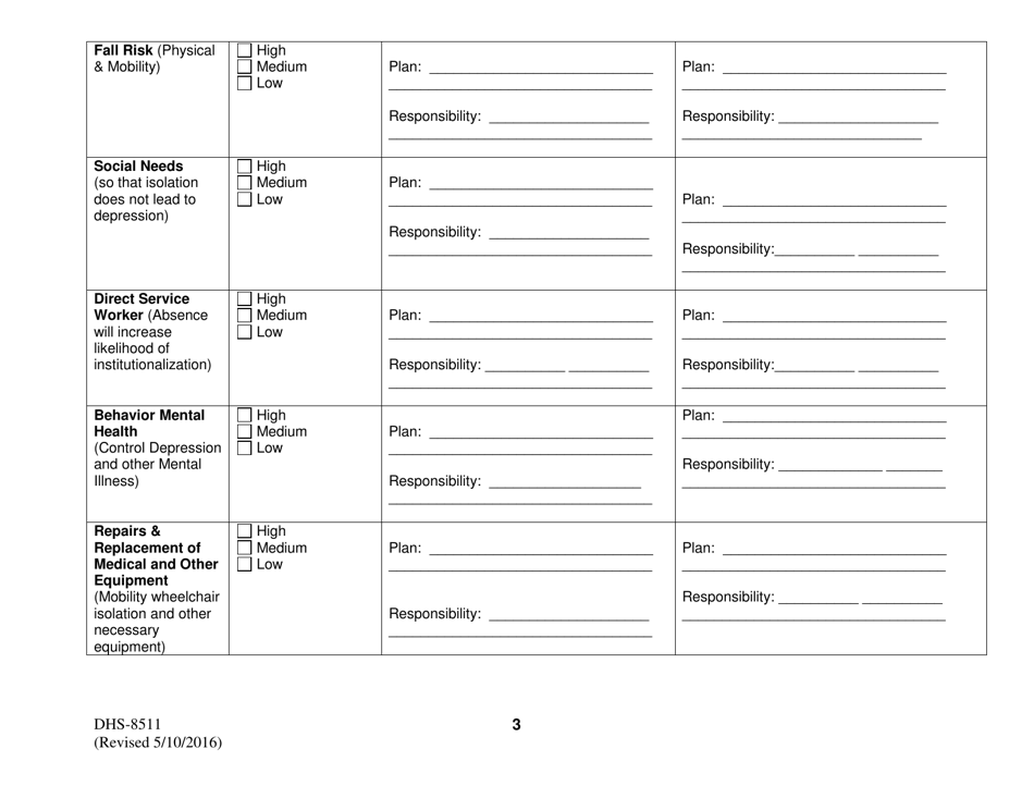 Form DHS-8511 Mfp Transition and Risk Mitigation Plan - Arkansas, Page 3